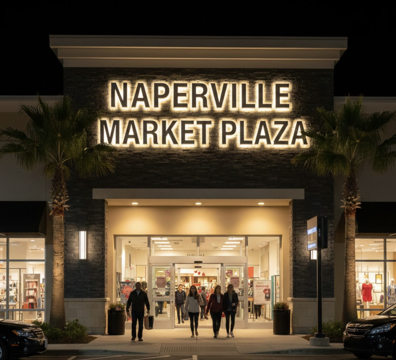 Naperville Market Plaza 3D Backlit Logo Signs